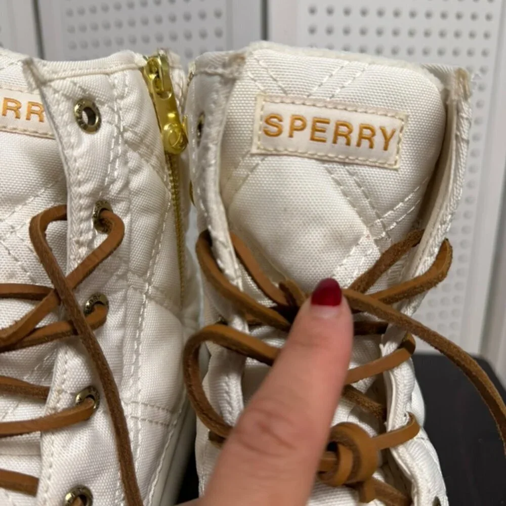 Sperry Saltwater 2.0 Waterproof Duck Boot Womens 12 White Brown Warm Worker Shoe